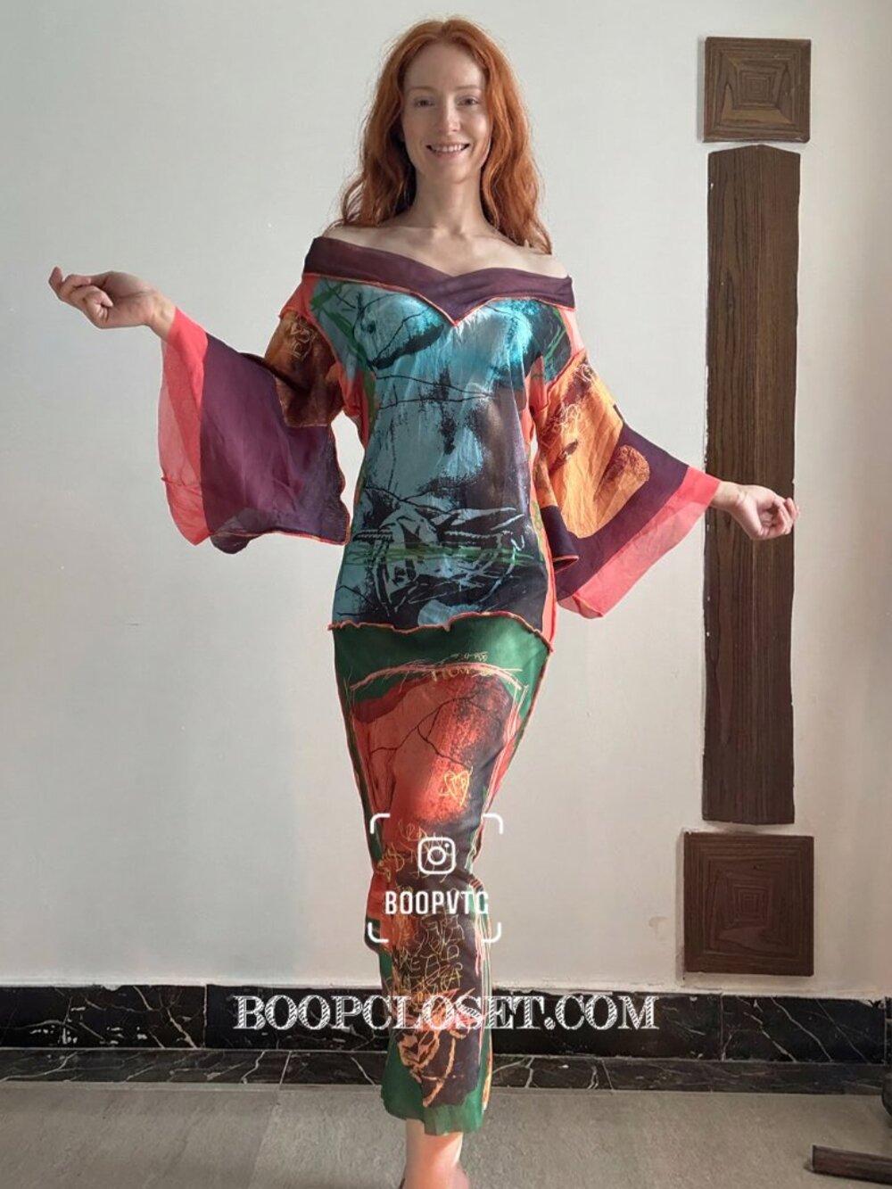jean paul gaultier Maille Birth of Venus kimono style mesh dress